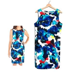 Mario Serrani Italy Women's Stretch Shift Dress Sleeveless Size 12 Bold Colors